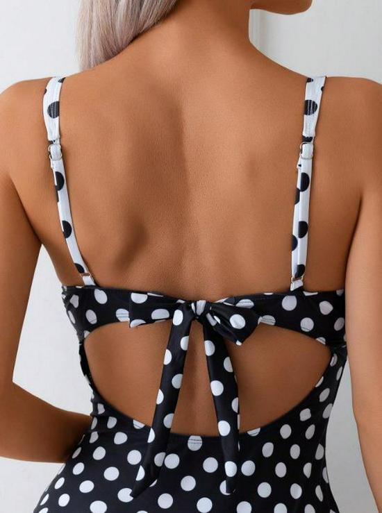 European and American Polka Dot Bikini - Women's Conservative White Swimwear