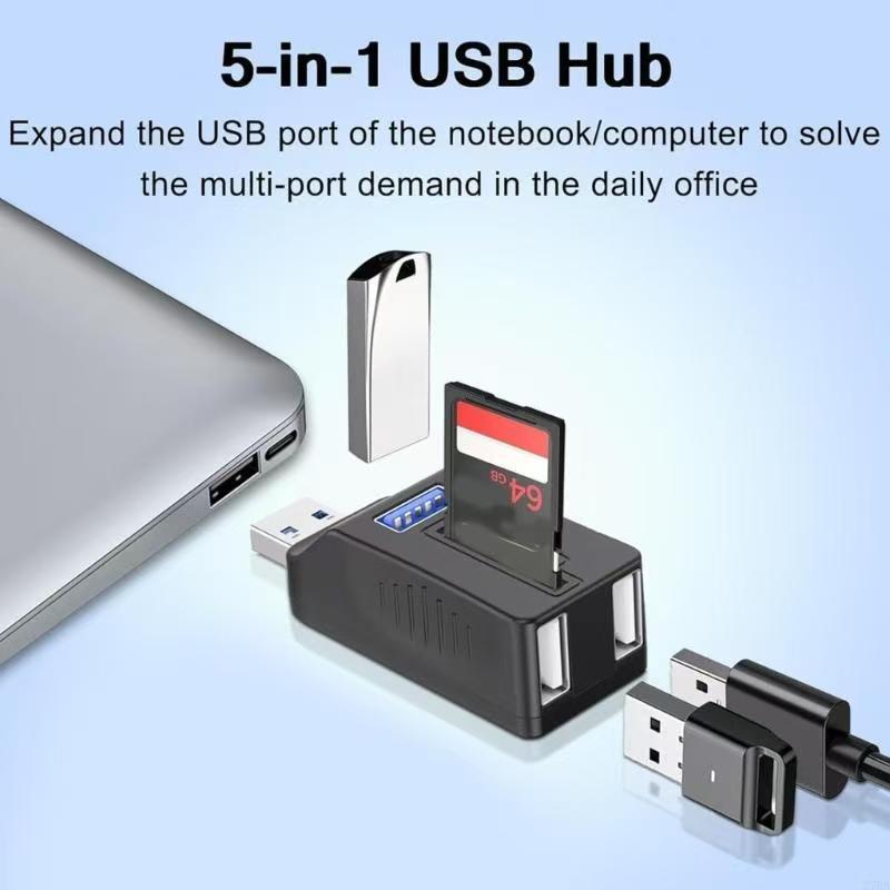 5 in1 Multi Ports USB 3.0 2.0 Hub Expansion Splitter for HDD SSD Connecting Mobile Hard Disk U Disk Camera Keyboard Mouse Multi Ports Adapter