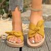 Fashion 2025 Summer New Women's Round Toe Low Heel Bow Tie Slippers Wide Fit Outdoor Plus Size Daily Casual Classics Sandals Zapatos