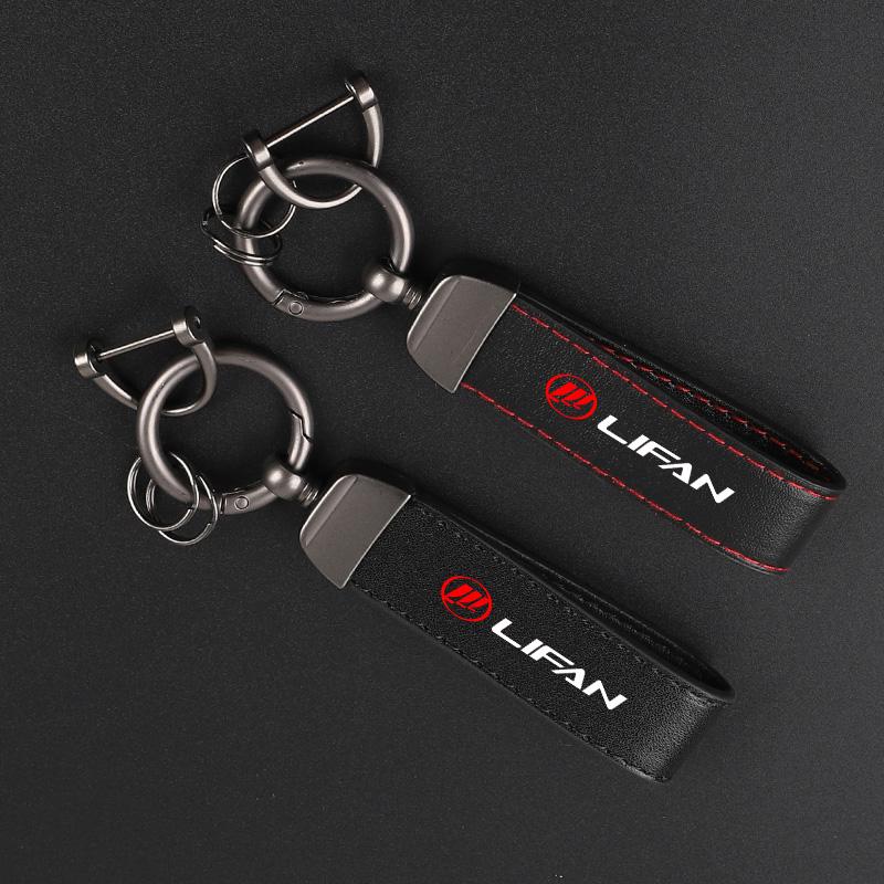Luxe Leren Sleutelhanger met Auto Embleem Sleutelhanger Hanger Voor LIFAN