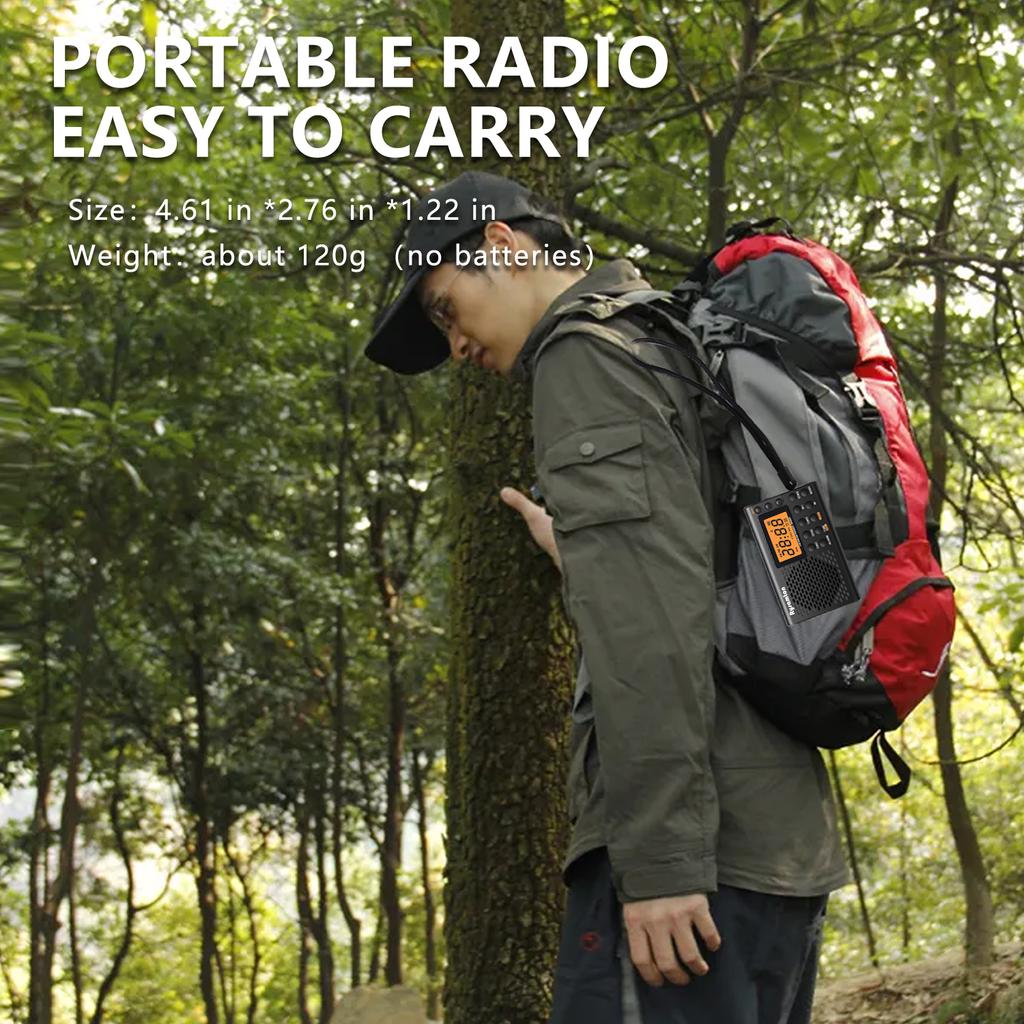 Portable AM/FM Shortwave Radio Big Digital Display with Sleep Timer and Alarm Clock Function, Battery Operated Radios