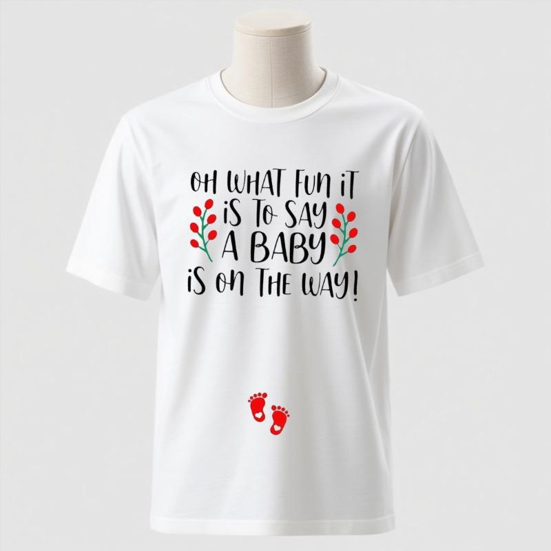 Couple Christmas Pregnancy AnnounceUnisext Xmas Maternity Tee Jingle Bells Baby on The Way Mom and Dad To Be Couple Pregnancy Tee