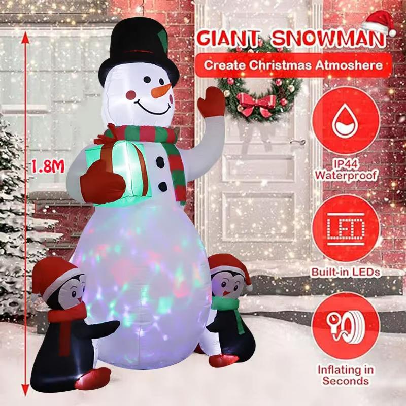 Christmas Snowman Inflatable Outdoor Decoration, for Party Indoor, Outdoor, Garden Winter Decor,Party & Holiday DIY Decorations