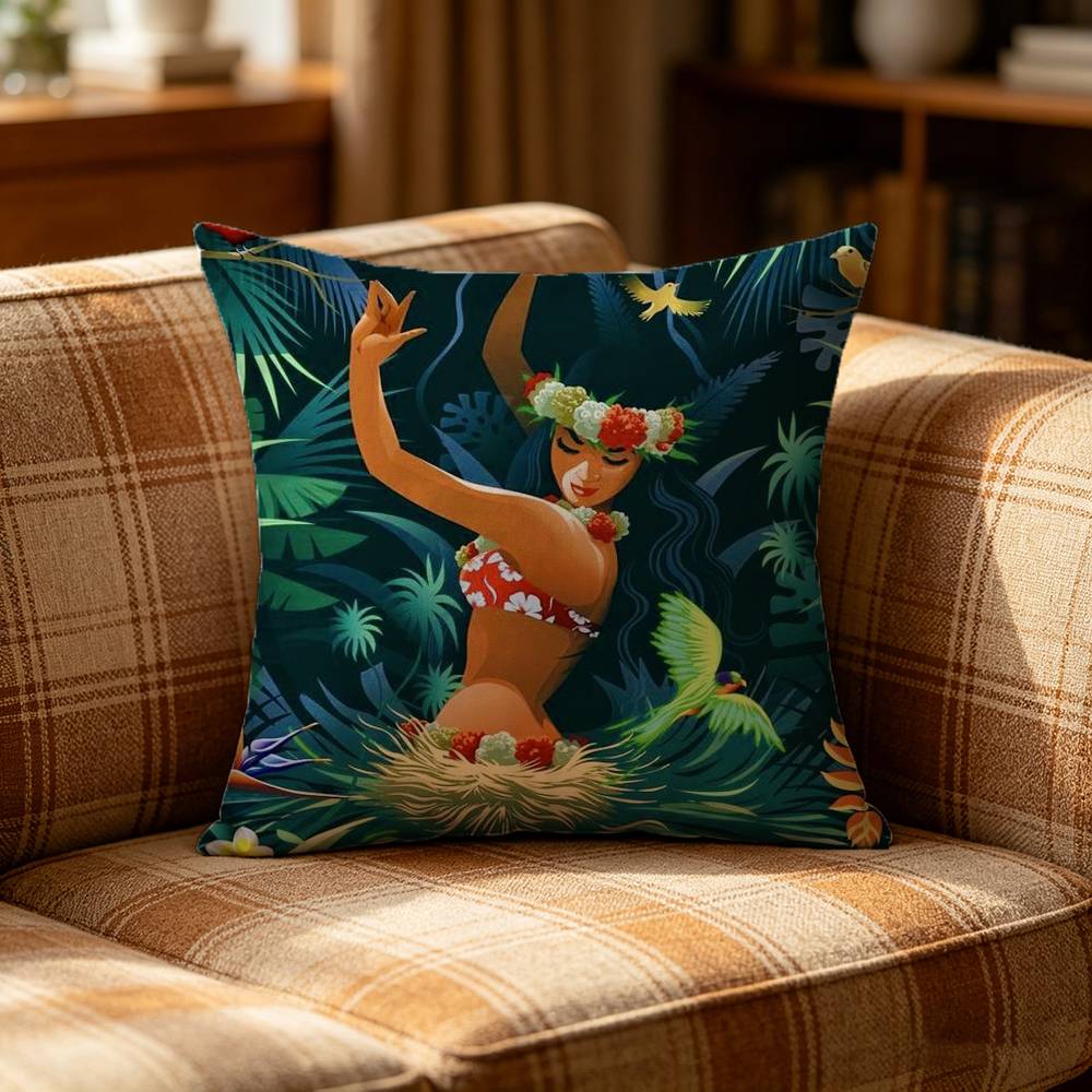 Hinano Tahiti Girl Polynesia Pillow Case Cushion Cover Throw Pillow Case For Car Sofa