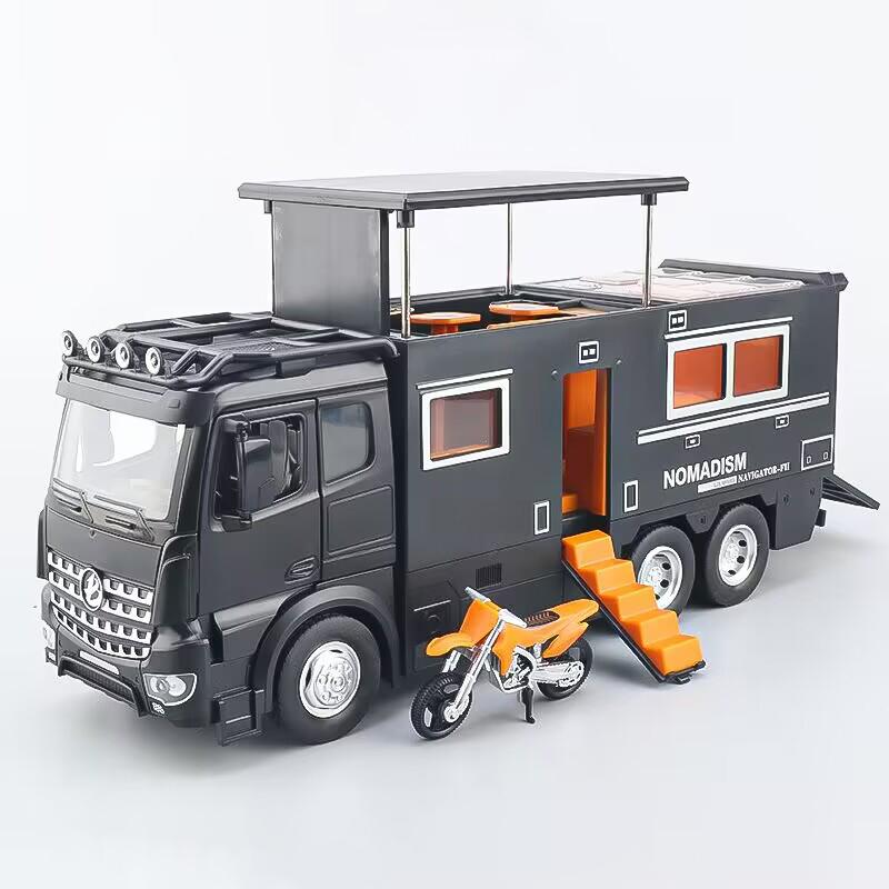 1:18 Benz Arocs Nomadism Navigator F RV Alloy Diecast Model Car Home Trendy Ornaments & Computer Desktop Decoration Birthday Toy