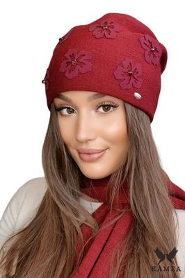 Naila Women' Hat Flowers Burgundy Color