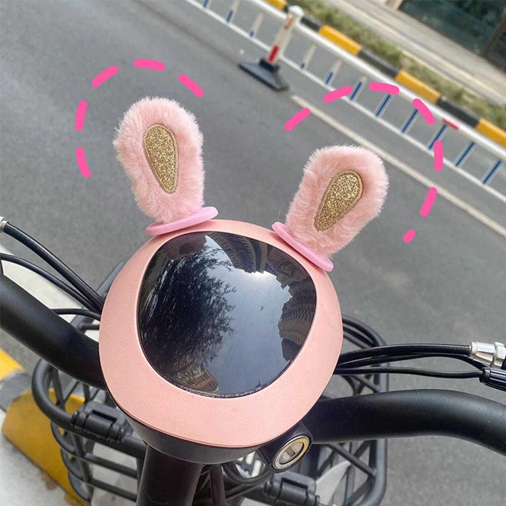 2Pcs Cute Car Rearview Mirror Decoration for Female Driver 3D Rabbit Ears Stickers Car Interior and Ornament