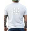 European Sizes Men'S Babayaga Back Printed T-Shirt, Action Movie Pattern Tee, Folk Legend Design, Eye-Catching White Letters And Vintage Fonts