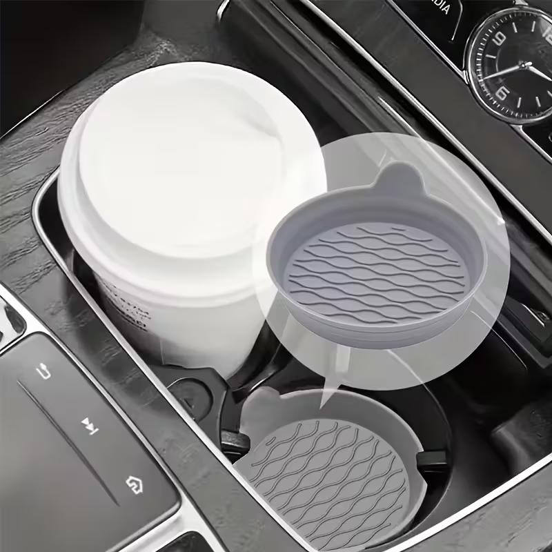 2-Piece Silicone Car Coasters – Non-Slip, Heat-Resistant, Interior Accessories, Gray & Black Options
