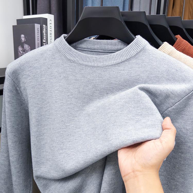 

Men s Solid Color Core-Spun Yarn Sweater - Round Neck Knitwear for Autumn and Winter L