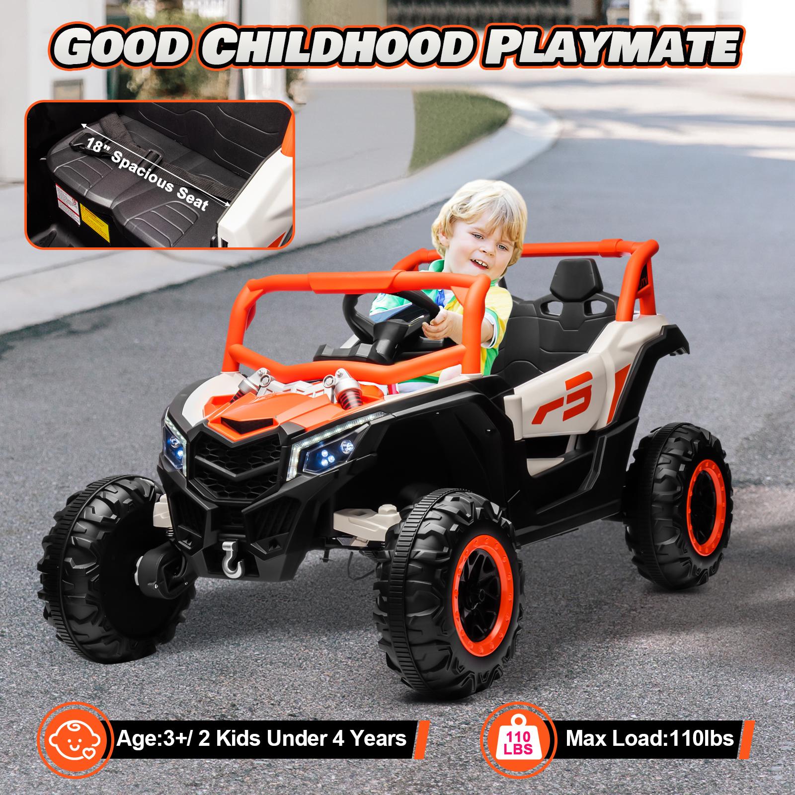 

24V Ride On Car for Kids w/Remote Control, JOYRACER Battery Powered Off-Road UTV, 4x150W Motors,4 Shock Absorbers, 4.5 Mph Max S помаранчевий