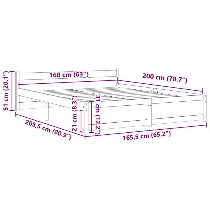 VidaXL Bed Frames White Solid Wood 160x200 Cm 815055