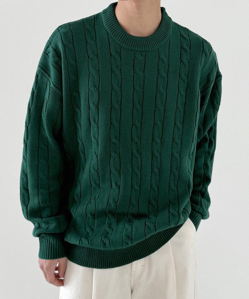 ORIGINALDAY Oversized Round Cable Knit Green