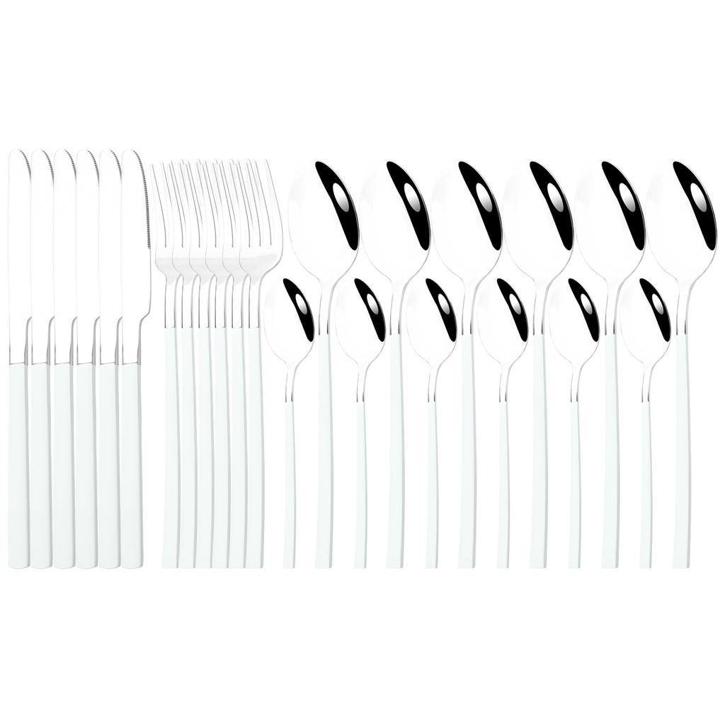 24Pcs Cutlery Set Stainless Steel Dinnerware Knives Fork Spoon Dinner Tableware Party Kitchen Flatware Silverware Set