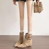 Retro suede pointed pile boots women's autumn and winter fashion sense short boots belt buckle trouser tube fashion boots removable