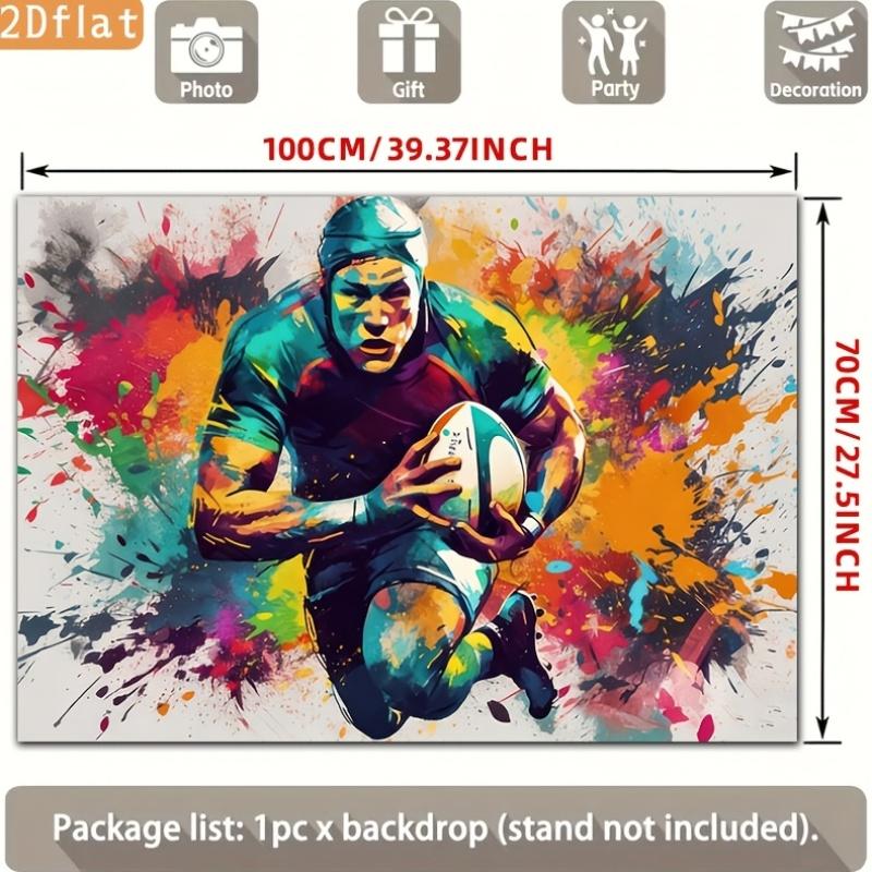 2D flat party banner 1 piece of polyester background fabric with an abstract watercolor design.PMJ
