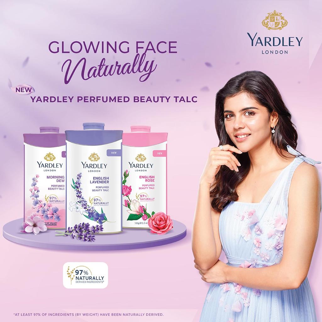 Yardley London Morning Dew Perfumed Beauty Talc 100g Soft Silky Fragrant Body Powder Pack of 1