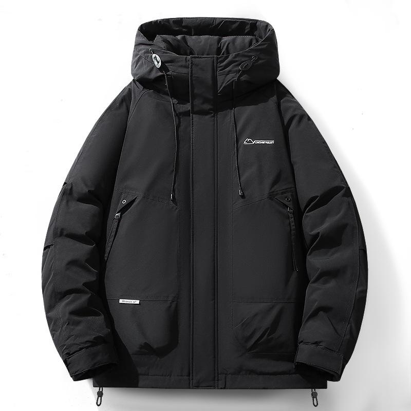 Down jacket men's new winter white duck down thickened hooded jacket fashion trend casual versatile down coat