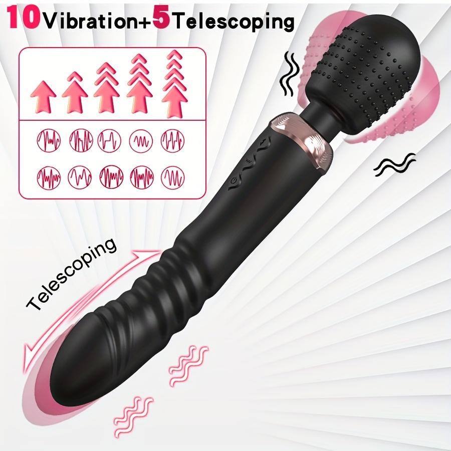 Thrust Vibrator Powerful 2 Motors Fast Thrusting And Dildos Vibrator, Silicone Wand G-Spot Massager Sex Toy Couple Stimulator for Adults