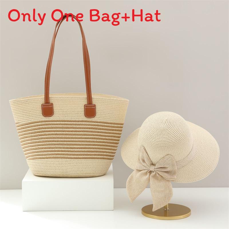 Straw Hat And Bag Set With Sun Protection For Outdoor Travel Casual Summer Adults