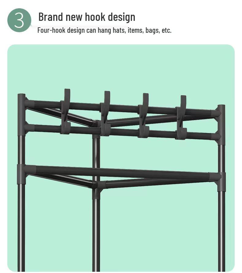 Modern Minimalist Metal Floor Coat Rack: Multifunctional Bedroom Clothes Hanger & Storage Solution.