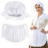Conjunto de Avental de Empregada com Renda e Chapéu Branco Lolita Simples Meio Avental Homem Mulher