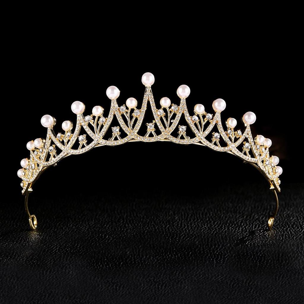 Gold Princess Wedding & Party Crown Headdress Hair Accessory