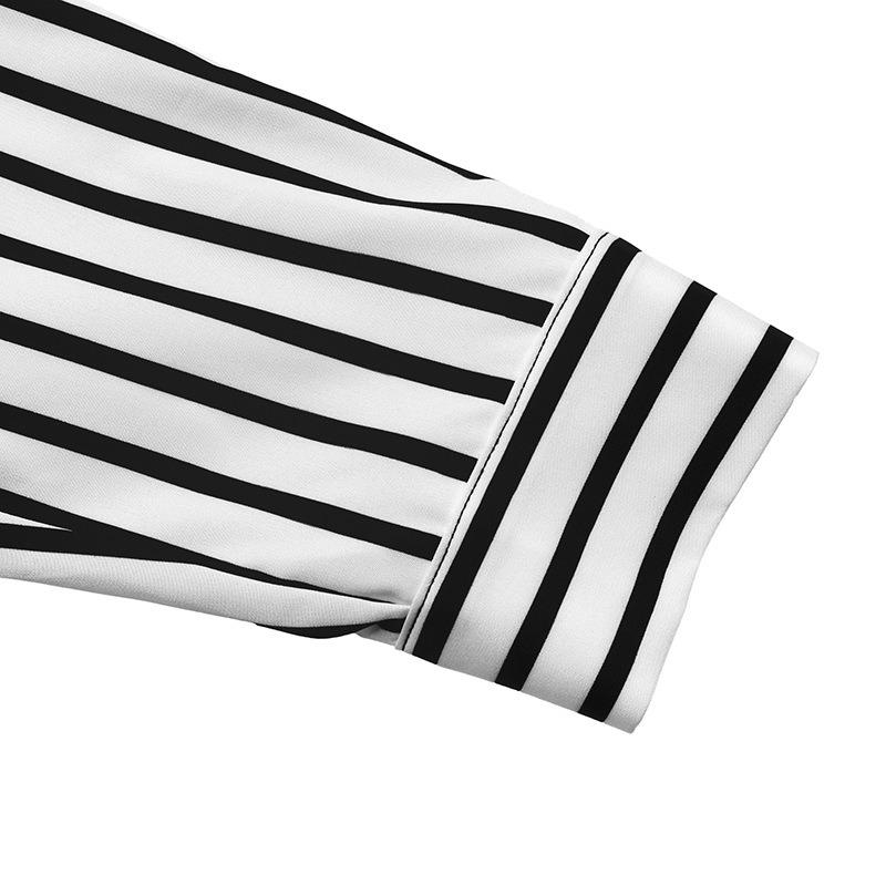 YYFS Blusas y camisas con cuello en V de manga larga con estampado de rayas informales para primavera y otoño para mujer