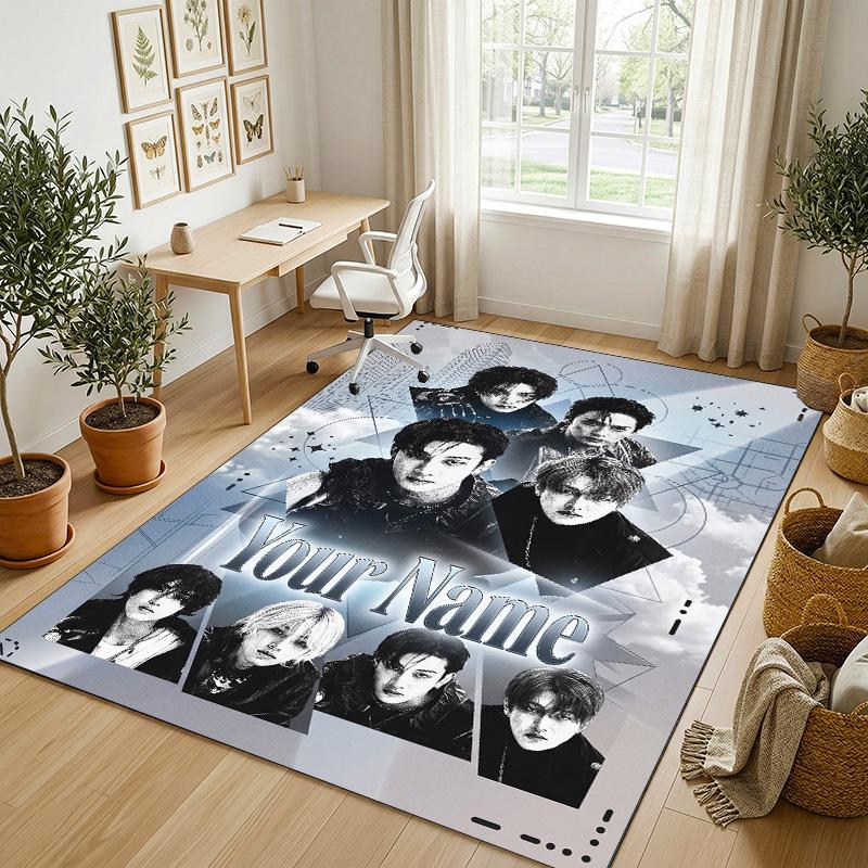 Personalisierter Kristall-Samtteppich, Stray Kids Individuell Bedruckter Name, Plüsch-Teppich für Zuhause Innenraum Dekoration