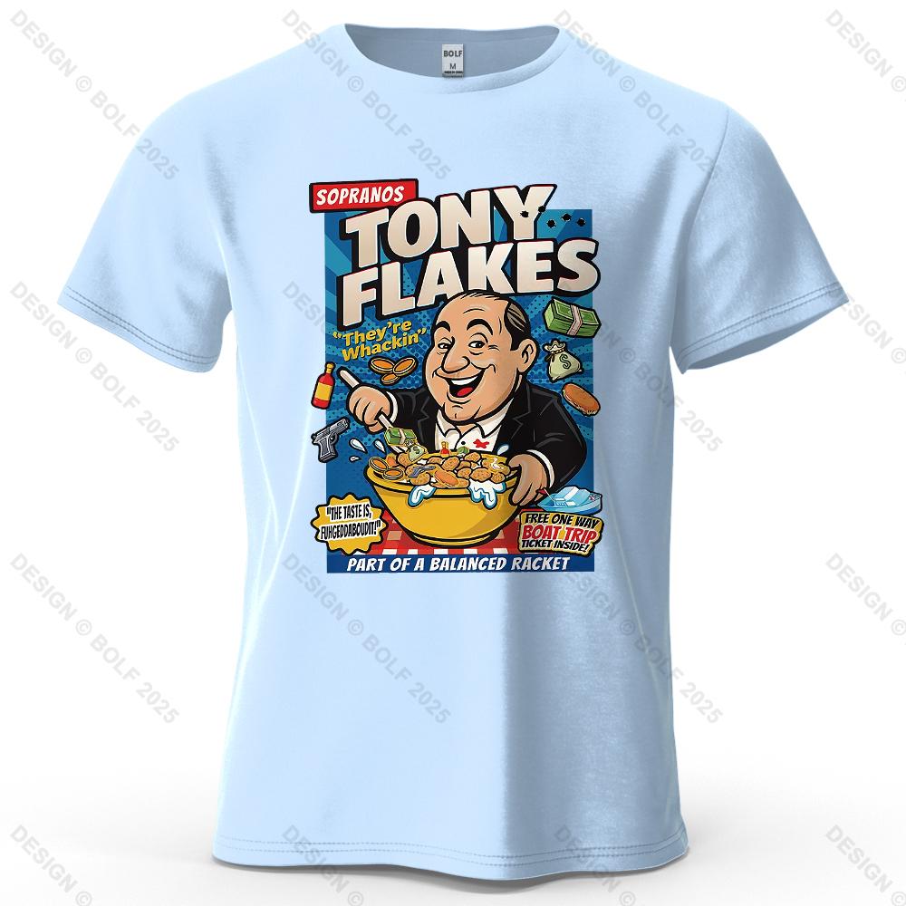 Футболка мужская с принтом Sopranos TONY FLAKES 100% хлопок оверсайз юмористические яркие графические футболки для женщин топы футболки уличная одежда