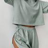 Pigiama a righe da donna Set T-shirt a maniche corte e pantaloncini Indumenti da notte Set da 2 pezzi per donna Casa Casual Ampio Girocollo Pigiama