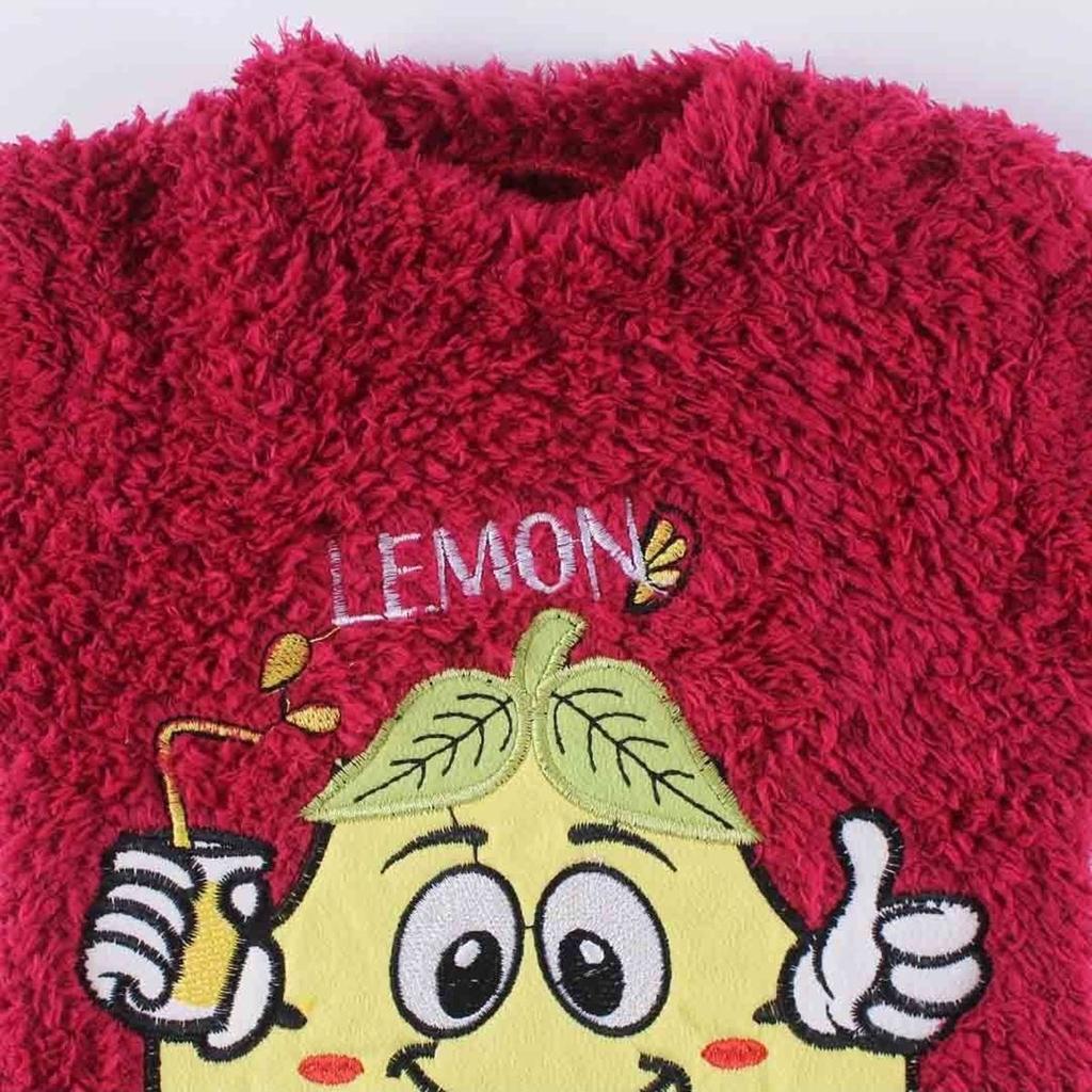 Ensemble 2 pièces en peluche Welsoft violet citron pour bébé fille