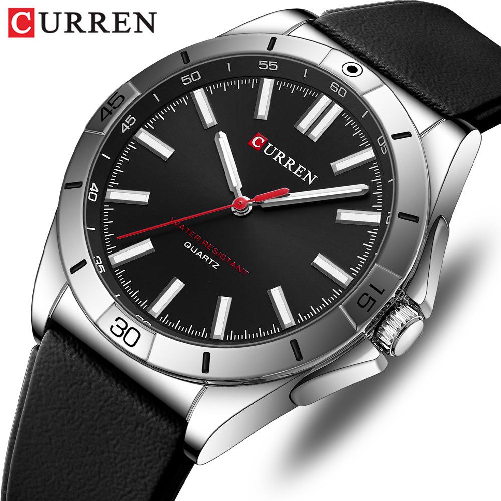Curren 8449 Men's Quartz Watch with Rubber Strap, Large Luminous Dial, Waterproof, for Students