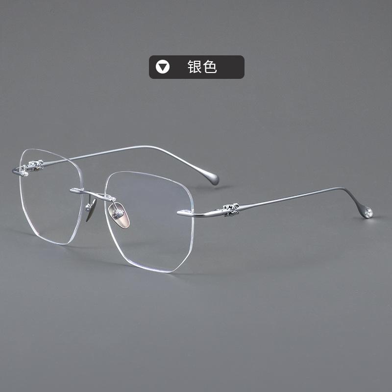 Rimless Glasses Ultra Light Pure Titanium Eyeglass Fashion Polygon Spectacle Optical Prescription Eyeglasses Frames Man Woman