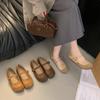 Outer wear round head splicing new soft-soled single shoes belt buckle flat-soled women's Mary Jane shoes versatile spring and summer 2025