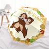 Disney Chip,Dale,Squirrels Manual Opening and Closing Umbrella - 8-Rib Reinforced Folding Design, Lightweight and Portable, Suitable for Dai