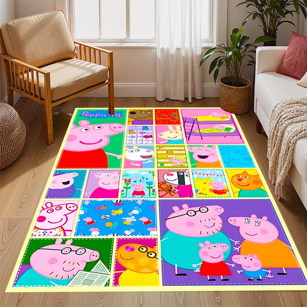 Peppa Pig's Colorful World Floor Rug Office Rug Perfect for Bedrooms Dining Room Outdoor Playrooms Antislip Carpet Office home decor