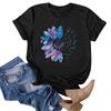Women's Casual Floral Print Short Sleeved T-shirt With Round Neck  Top