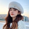 Autumn and winter new rabbit fur hat women's high-end temperament versatile painter hat cold-proof face small beret