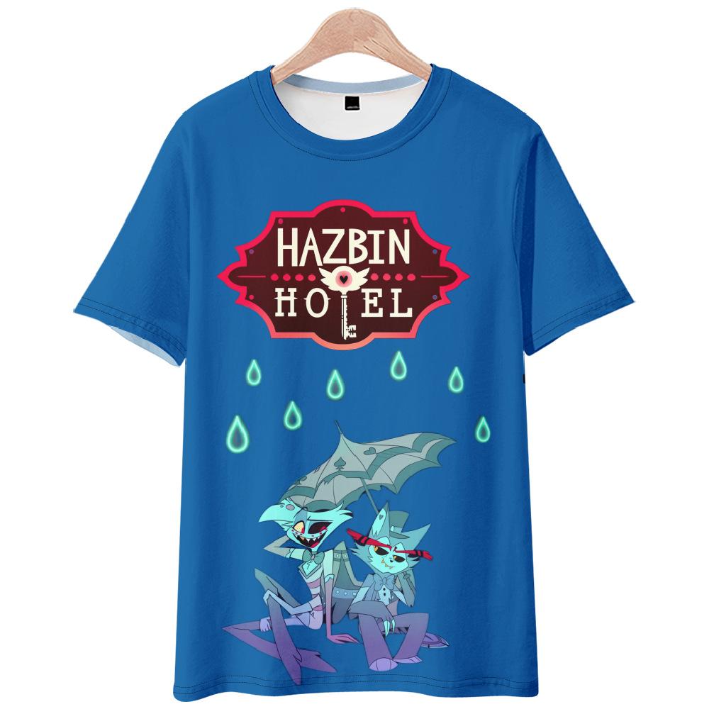 Hazbin Hotel Anime Women Men's T-shirts Cartoon Printed O-Neck Oversized Short Sleeves Fashion Mens Clothing Streetwear