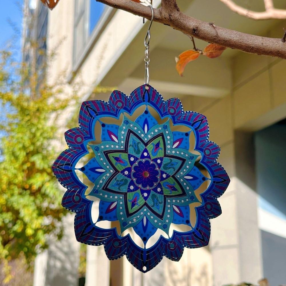 Flower Mandala Wind Chime Butterfly Wind Spinner Creative Rotating Pendant  Terrace Decor