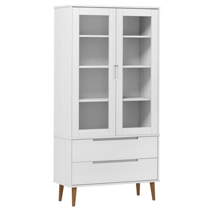 VidaXL Armoire à vitrine MOLDE Blanc 90x35x175 cm Bois de pin massif 350544