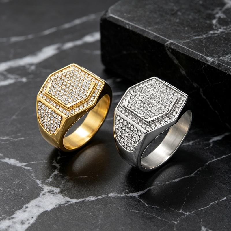 Kalen Larger Zirconia Ring for Men Punk Irregular Stainless Steel Finger Anillos Biker Party Jewelry Gifts