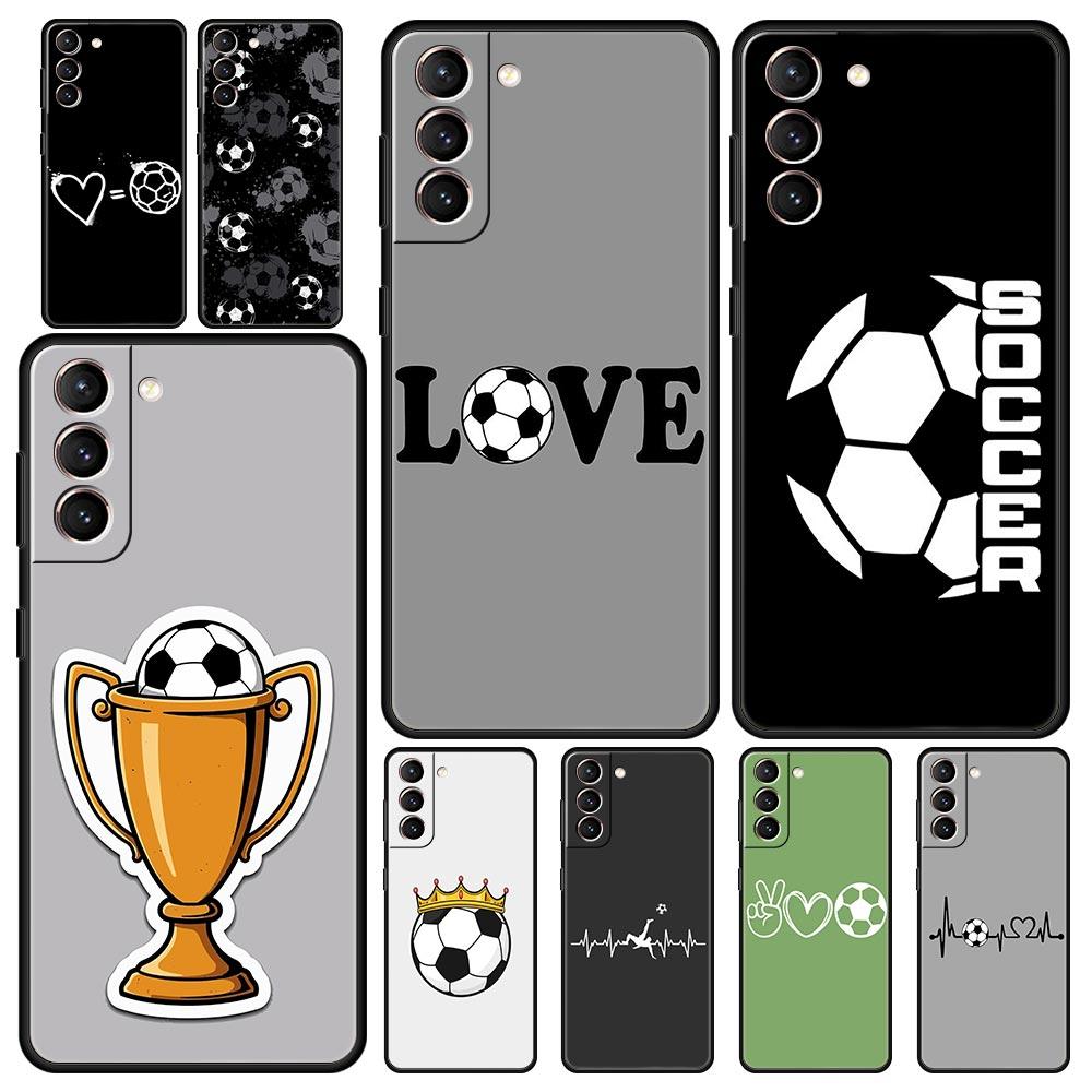 Phone Case For Samsung Galaxy S25 Edge S24 S23 S22 S21 Ultra S20 FE 5G S10 S10E S9 Plus Soft TPU Cover Soccer Heartbeat