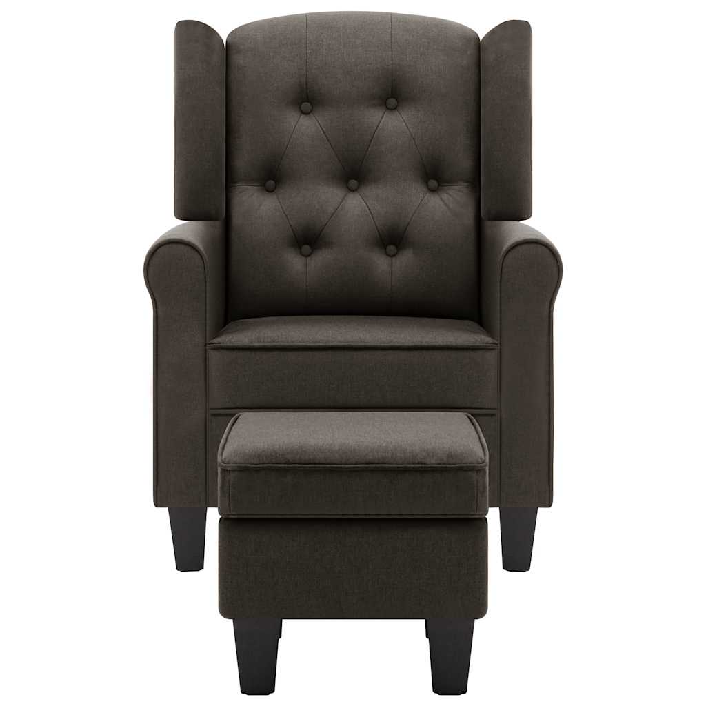 Armchair with Footstool Taupe Fabric