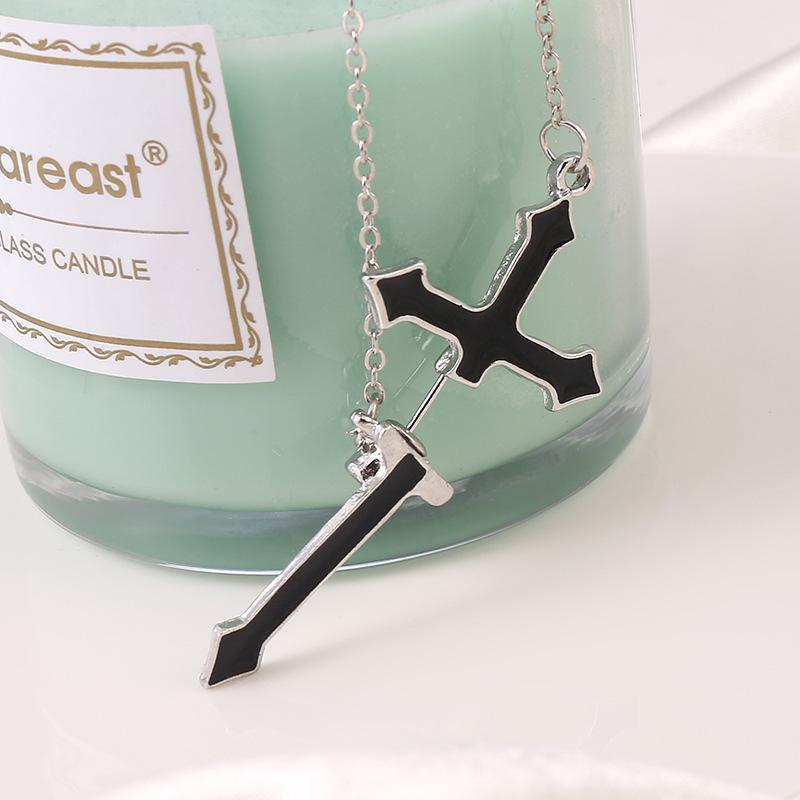 Fashion Personality Cold Wind Dripping Oil Cool Handsome Jumping Cross Chain Piercing Earrings Earrings