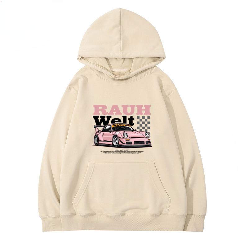 RWB Upravené auto 911 M Bílá mikina s kapucí Pánská Dámská stejného modelu 2024 Nová podzimní a zimní volnočasová volná 100 Top oblečení
