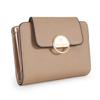 Hiroko Koshino Femme Women's Bifold Wallet with Clasp Closure and Brooch, Compact, Beige