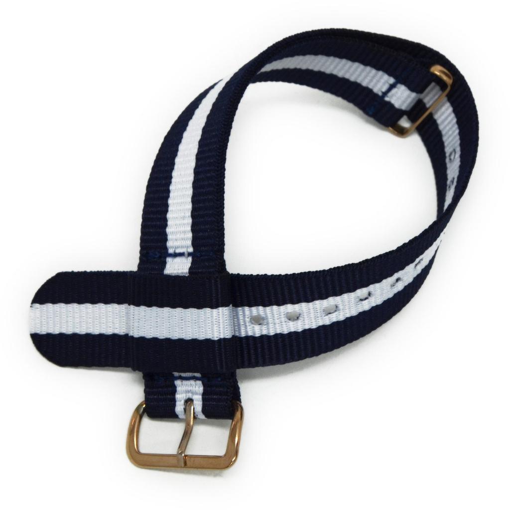 CASSIS Nylon Watch Strap NATO with Replacement X0037A74206018 LOOP, 18mm, Blue/White, Tool,