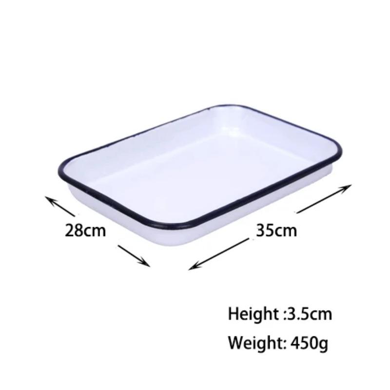 Enamel Rectangle Dish Plate, Rectangle Tray